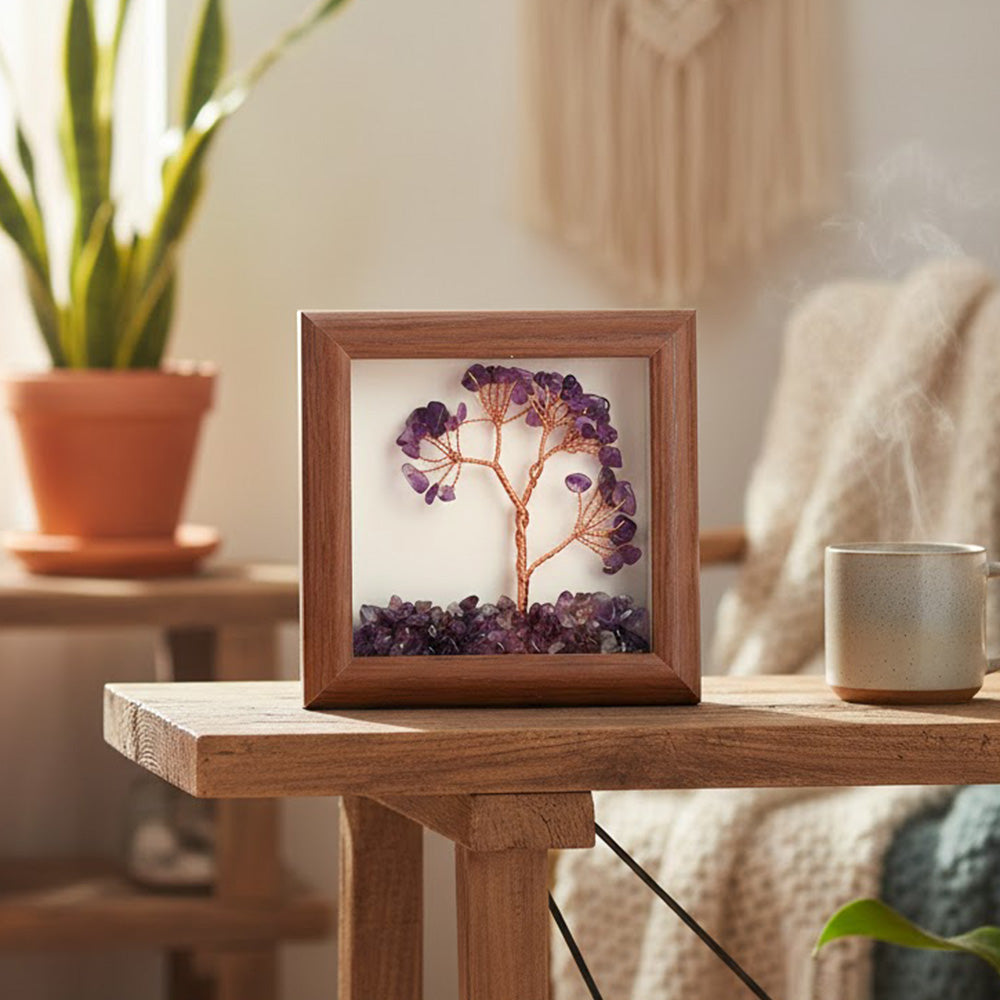 Amethyst Tree with Frame Decorative Spiritual Piece
