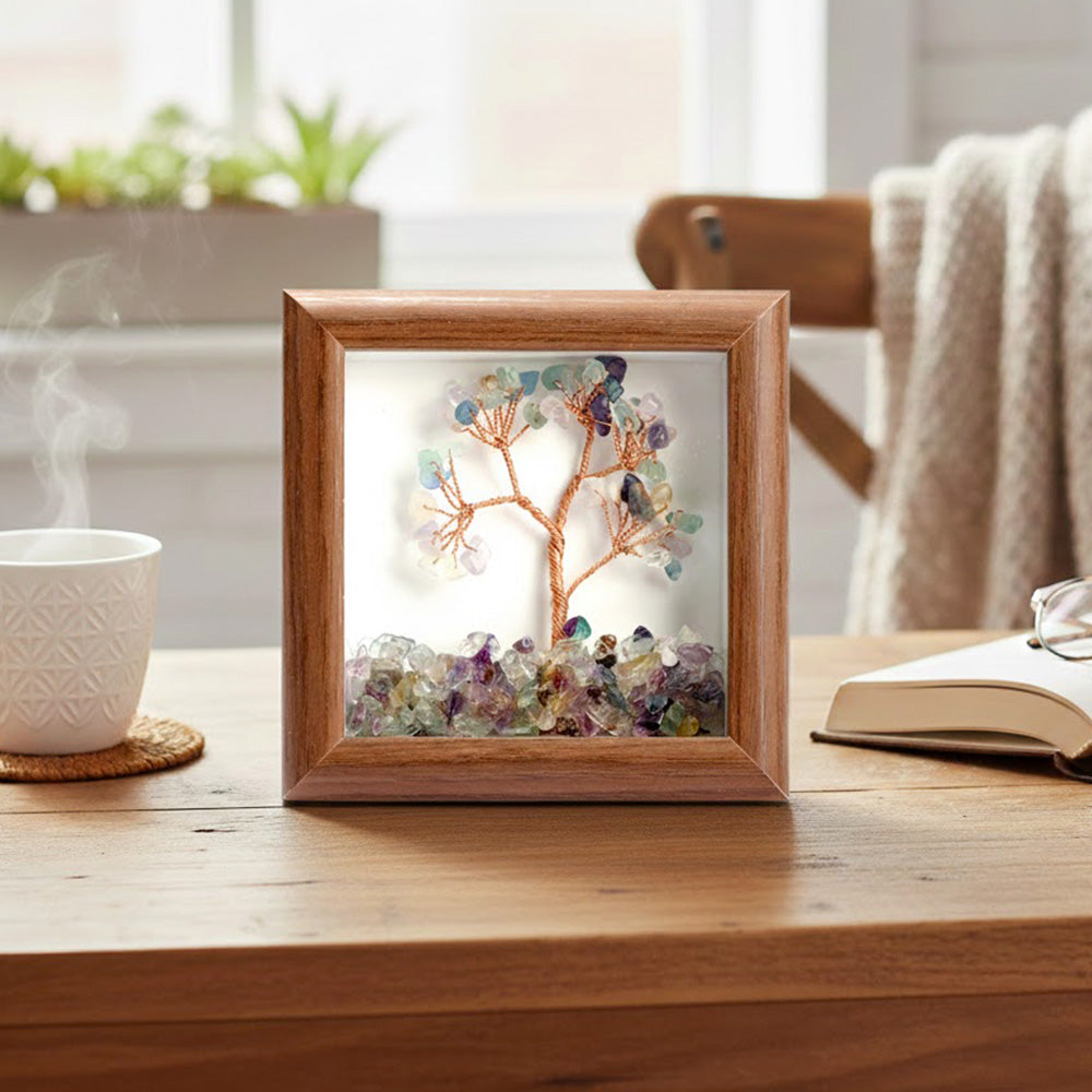 Multi Fluorite Tree with Frame Decorative Spiritual Piece
