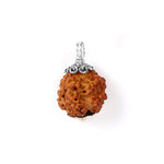 5 Mukhi Rudraksha Pendant with Design Silver Cap