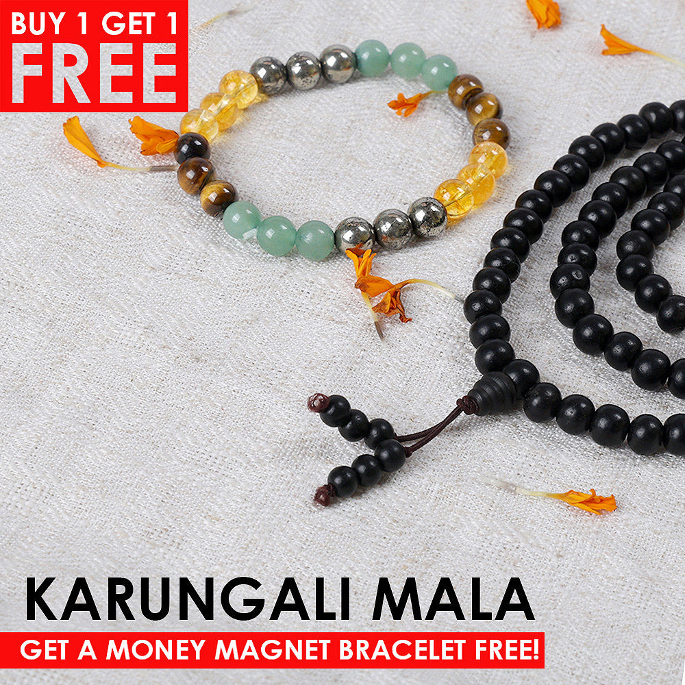 100% Original Govt. Certified 12mm Karungali Mala with Sumeru Bead for Protection and Spiritual Strength. India’s Largest Pooja Accessories Brand - www.satvikstore.in