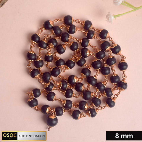 100% Original Govt. Certified 8mm Karungali Mala with Copper Capping for Spiritual Protection. India’s Largest Pooja Accessories Brand - www.satvikstore.in