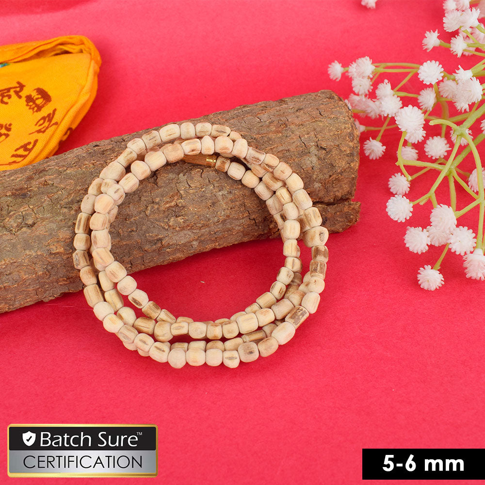 100% Original Tulsi Jap Mala with 5-6mm round beads for chanting and meditation. India’s Largest Pooja Accessories Brand - www.satvikstore.in