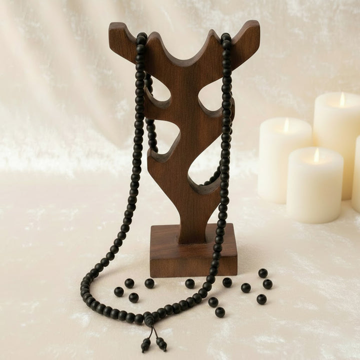 100% original and government certified 10 mm Karungali mala with matt finish and Sumeru bead, ideal for meditation, spiritual protection, and positive energy. India’s Premium Jap Mala Store - www.satvikstore.in
