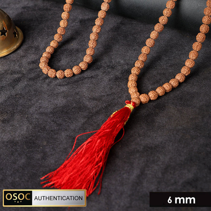108 beads 6mm Pathariya Rudraksha mala for daily japa, meditation, and spiritual energy balance. India’s Largest Pooja Accessories Brand – www.satvikstore.in
