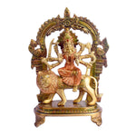 11.8 Inch Stunning Sherawali Mata Idol Brass Statue featuring intricate detailing, perfect for spiritual home decor, temple worship, and devotional gifting. India’s Largest Brass Idols Brand - www.satvikstore.in
