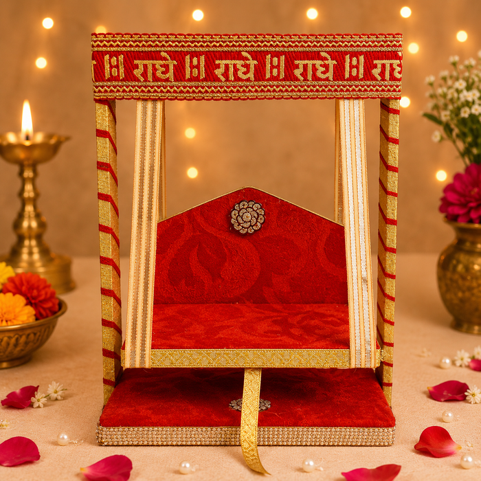 Laddu Gopal Ji Jhula with Radhe Radhe Print