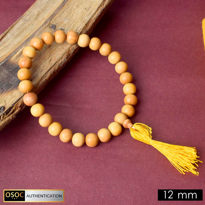 12mm 27 bead white chandan mani mala with thread for japa and spiritual meditation. 
India’s Premium Jap Mala Store - www.satvikstore.in
