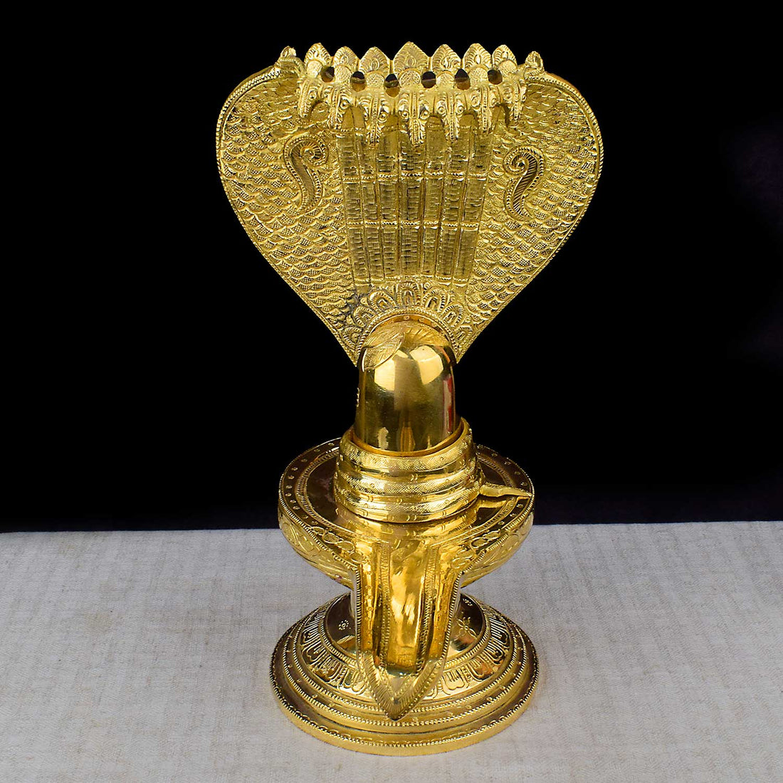 14.2 Inch Brass Shivling with Nag Hood – Ideal for Shivratri