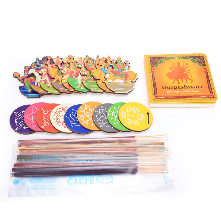 Durgeshwari Navaratri devotional pack with book and puja items