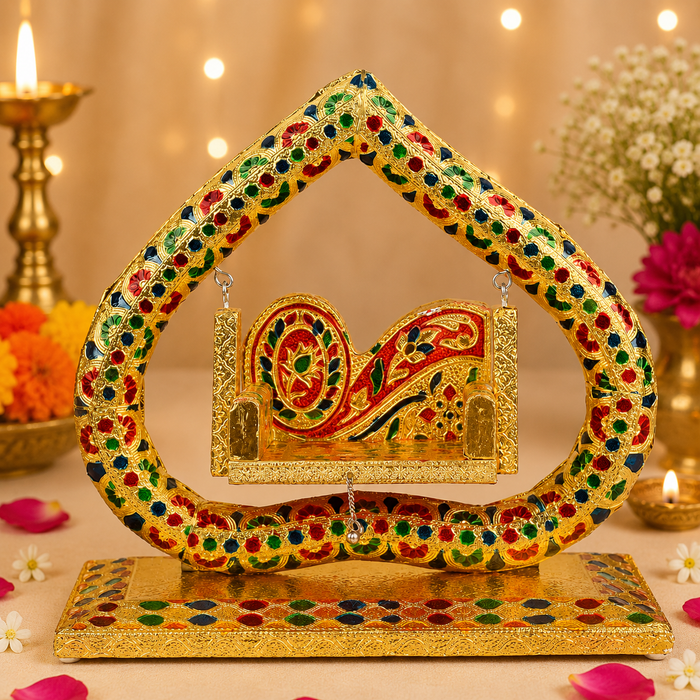 Exquisite Meenakari Designed Jhula – Divine Swing for Laddu Gopal