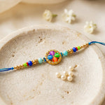Elegance Rainbow Enamel Floral Medallion Beaded Rakhi