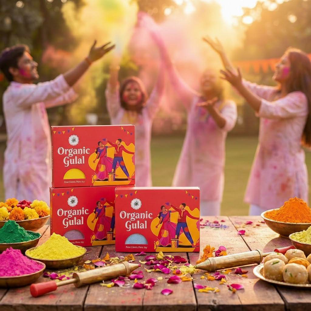 Kreations Organic Gulal Holi Colors set of 3 (Red Pack)