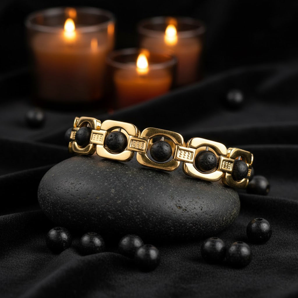 Gold Plated Karungali Bracelet Unisex Adjustable IGP Spiritual Wear
