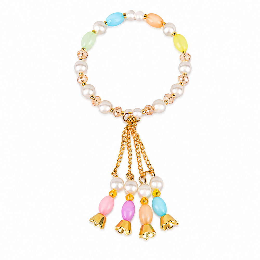 Elegant Pastel Pearl Beaded Designer Lumba Rakhi