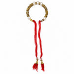 Gold Rhinestone Ring Pearl Lumba Rakhi