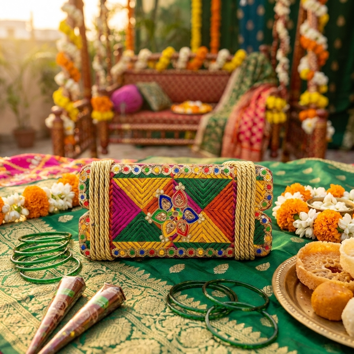 Multicolor Phulkari Embroidery Jhula Patri for Teej