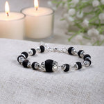 8mm Silver Plated Karungali Bracelet with Big Bead Govt Certified
