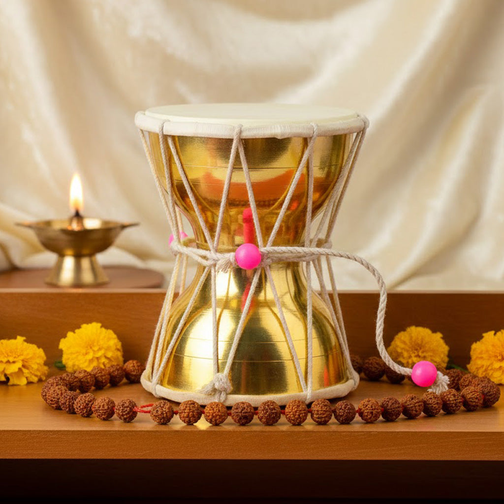 8 Inch Divine Brass Damru for Lord Shiva