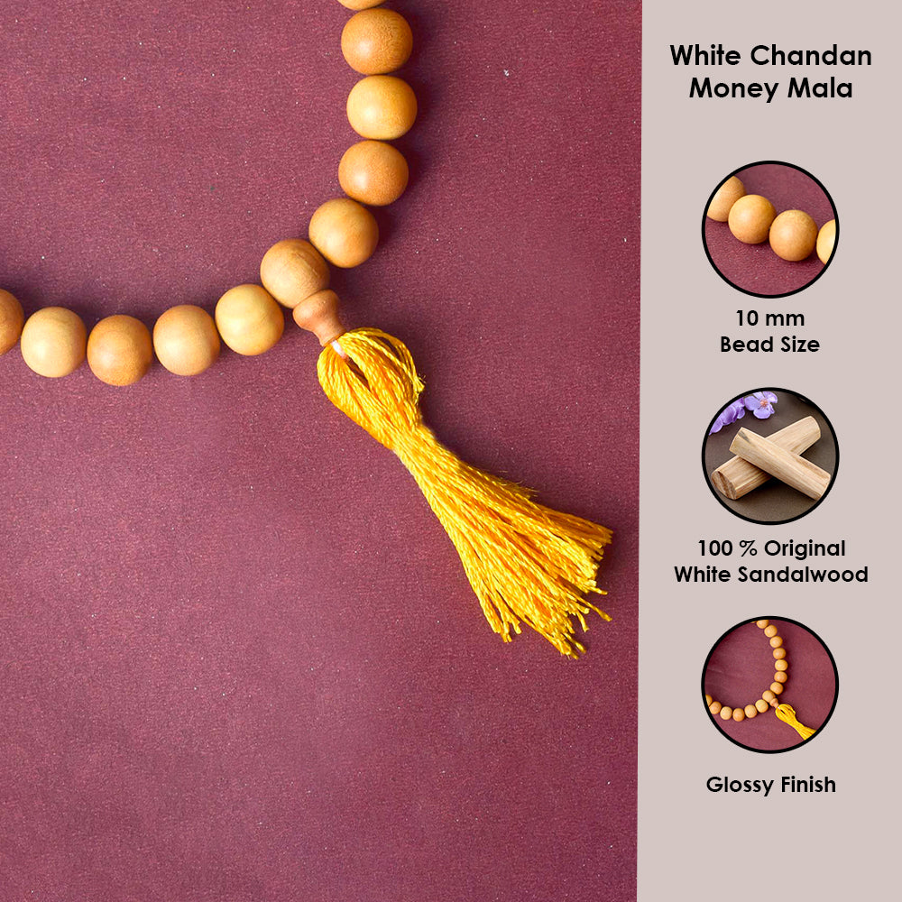 10mm 27 Bead White Chandan Mani Mala