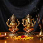 5 Inch Brass Laxmi Ganesha Pair Idol