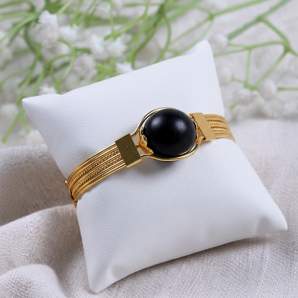 Ebony Wood Karungali Gold Plated Kada Authentic Spiritual Wear