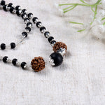 Silver Plated Karungali Mala 8mm with Rudraksha Govt Certified