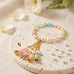 Elegant Pastel Pearl Beaded Designer Lumba Rakhi