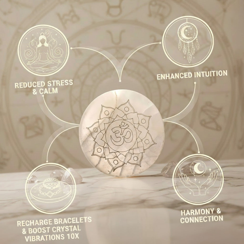 Dhan Yog Bracelet & Om Selenite Plate Combo | Wealth, Prosperity & Energy Cleansing