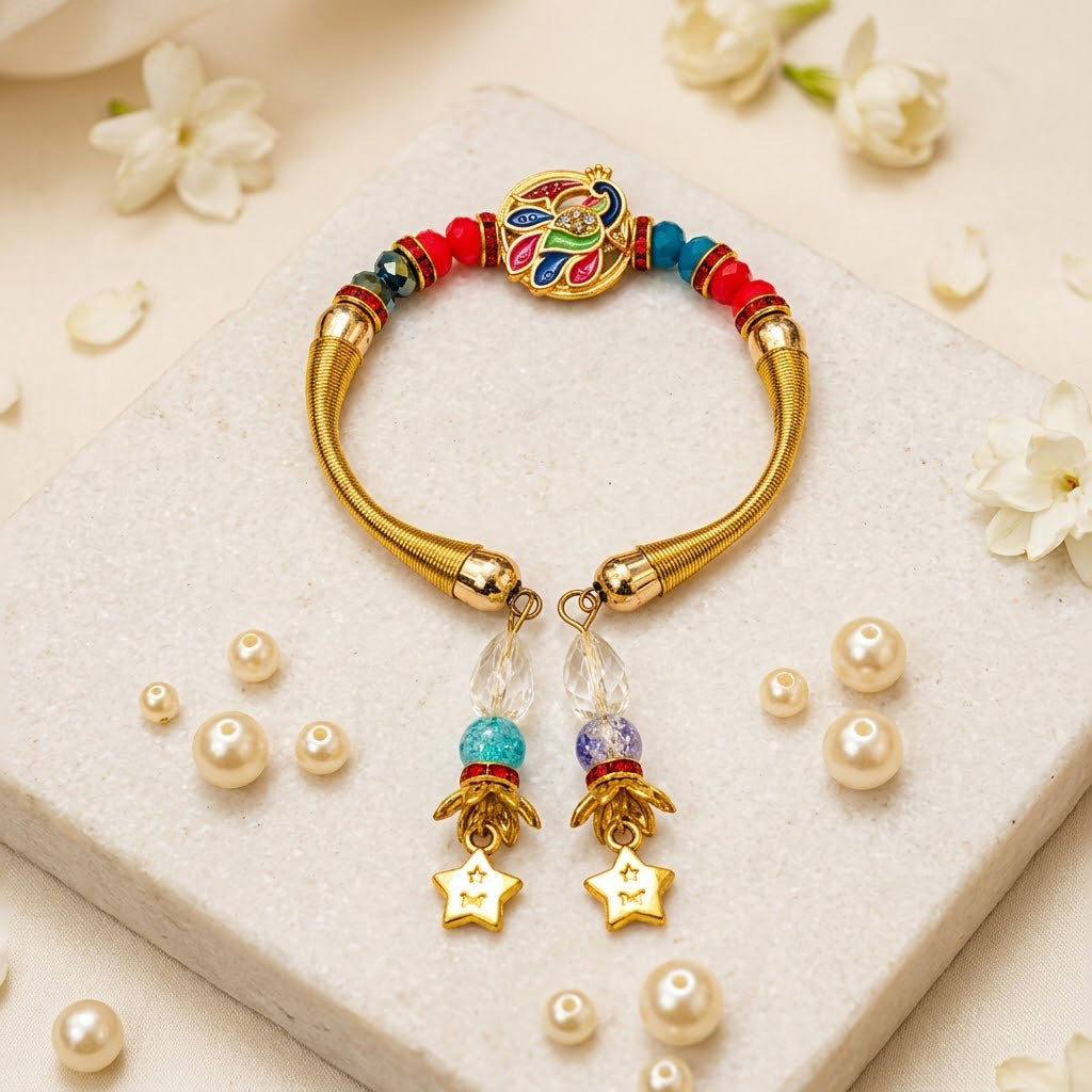 Designer Peacock Motif Lumba Bhabhi Rakhi