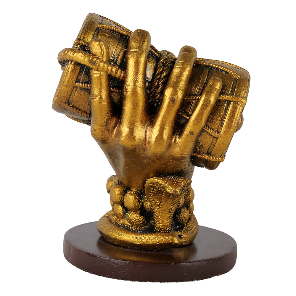 Golden Shiva Hand with Damru Resin Idol Figurine