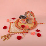 11 Pc Golden Grace Floral Karwa Chauth Thali Set