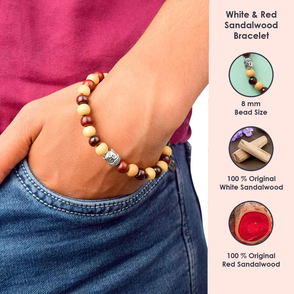 Buddha Red and White Sandalwood Bracelet