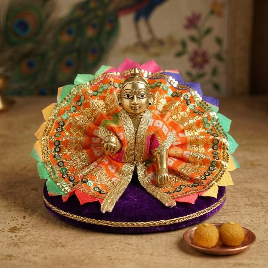 Size No.2 Vibrant Multi-Colour Petal Laddu Gopal Dress