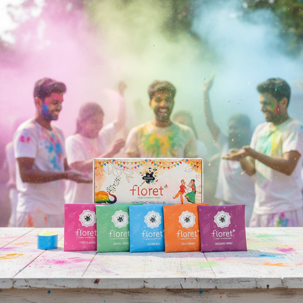 Floret Pack of 5 Skin Friendly Holi Colors