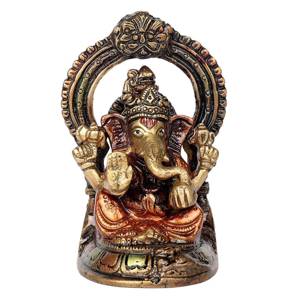 4.6 Inch Divine Lord Brass Ganesha Idol