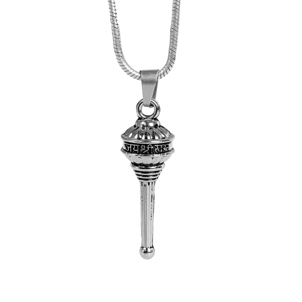 Silver Plated Hanuman Gada Pendant with “Jai Shree Ram” Engraving