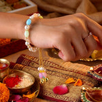 Elegant Pastel Pearl Beaded Designer Lumba Rakhi