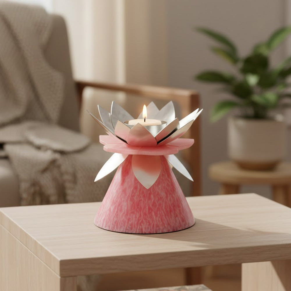 Lotus Diya – Silver Plated Decorative Pooja Lamp Spiritual Use