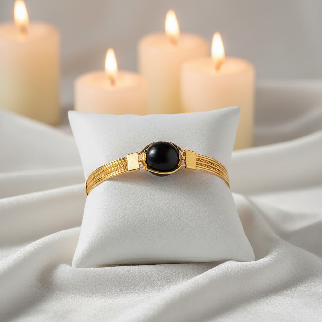 Ebony Wood Karungali Gold Plated Kada Authentic Spiritual Wear