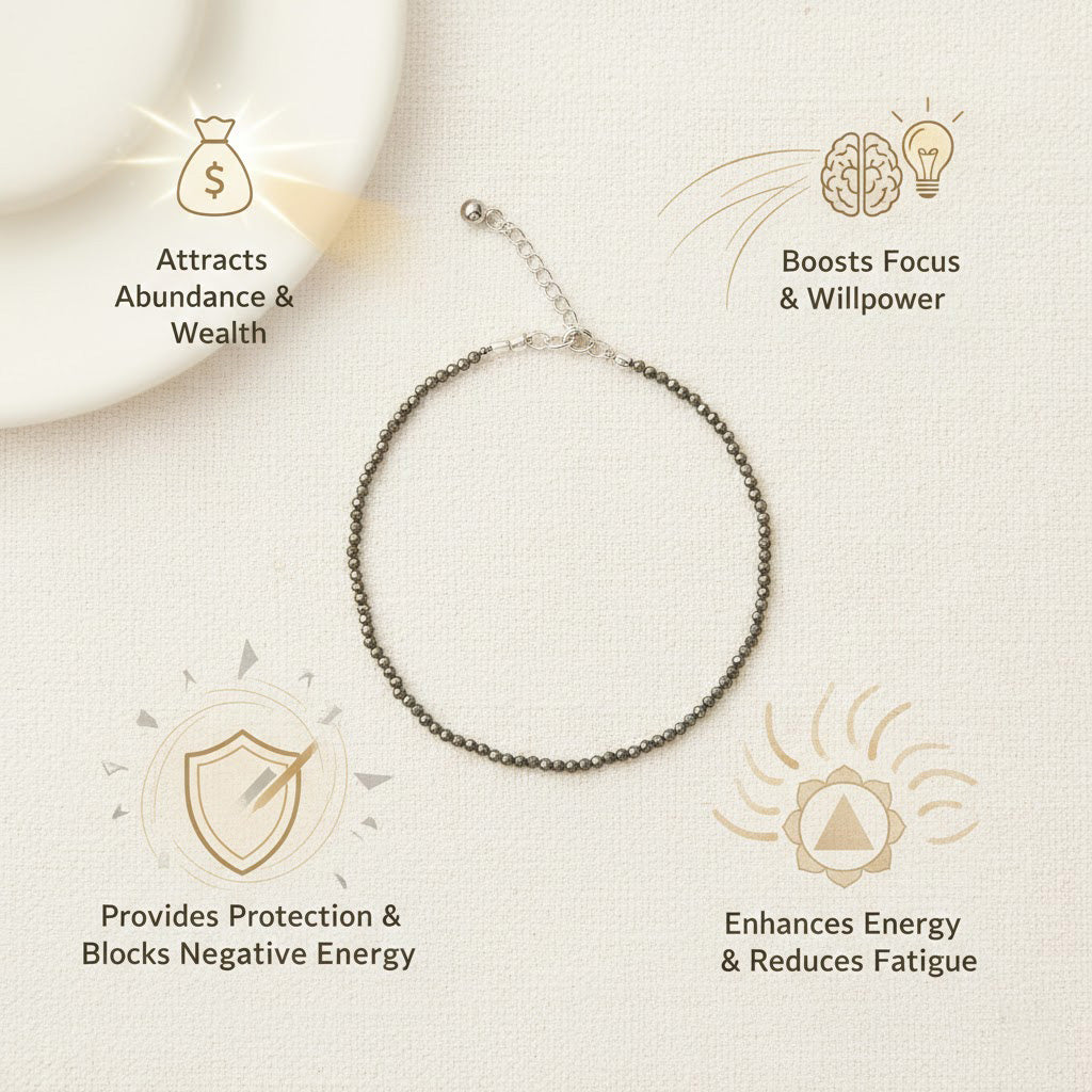 Raw Pyrite Bracelet & Anklet Combo | Wealth Attraction & Prosperity Energy
