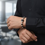8mm Silver Plated Karungali Bracelet with Big Bead Govt Certified