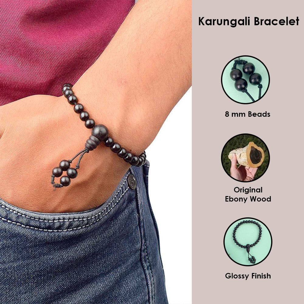8mm Govt. Certified Karungali Bracelet with gloss finish