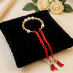 Gold Rhinestone Ring Pearl Lumba Rakhi