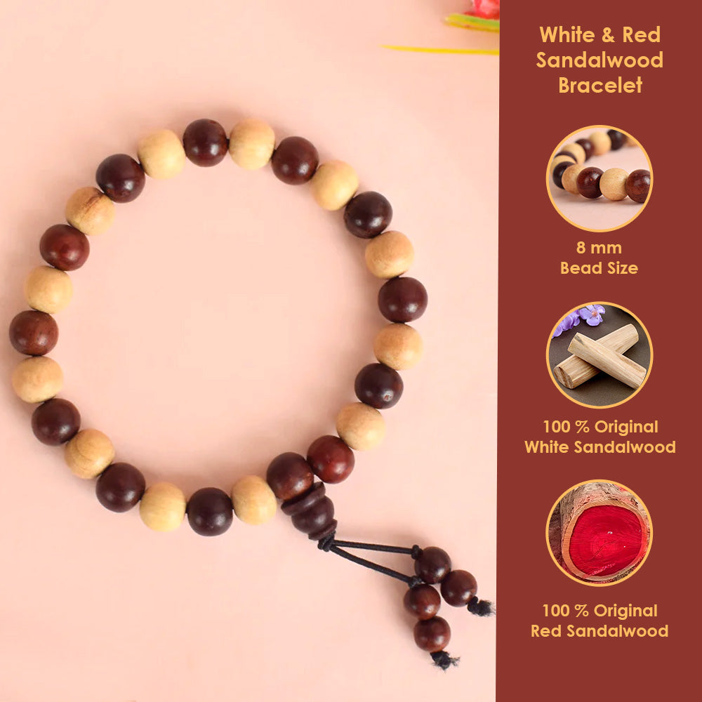 Govt. Certified White & Red Sandalwood Bracelet
