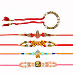 Multi Design Devotional Family Rakhi Combo (Set of 5)