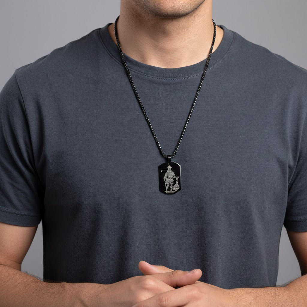 Lord Hanuman Pendant Engraved Hanuman Chalisa Black