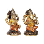 5 Inch Brass Laxmi Ganesha Pair Idol
