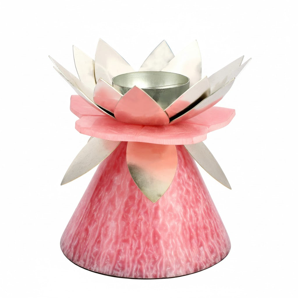 Lotus Diya – Silver Plated Decorative Pooja Lamp Spiritual Use