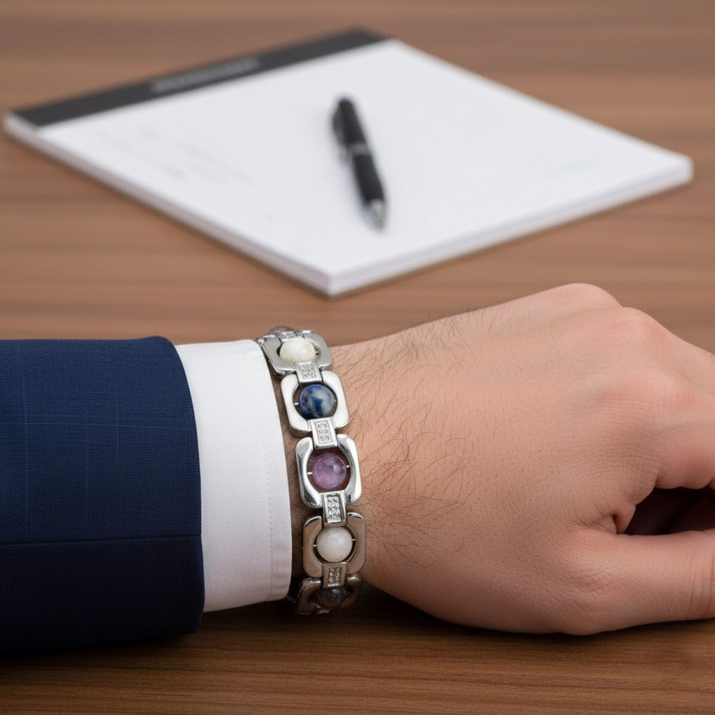 11 Chakra Silver Plated Bracelet – Unisex Spiritual Wear