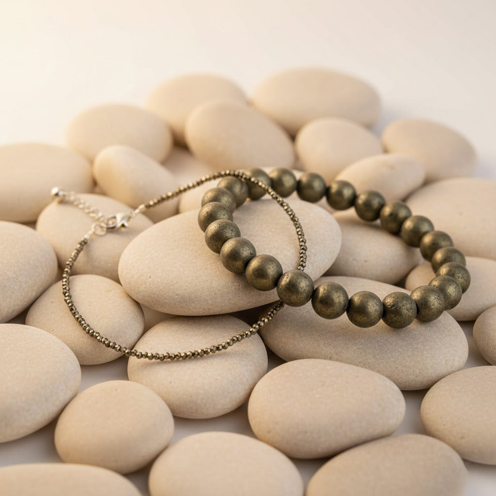 Raw Pyrite Bracelet & Anklet Combo | Wealth Attraction & Prosperity Energy